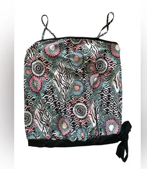 Colorful Geometric Print Tank Bathing Suit Pink Size XL thumbnail 1