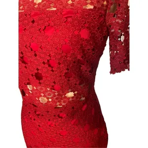 Lulus Burgundy Crochet Laced Bodycon Midi Dress Size S/ Party/ Cocktail/Formal thumbnail 7