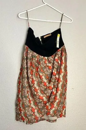 Alice+Olivia Black/Multi silk strapless mini dress, size 10 NWT $396 thumbnail 1