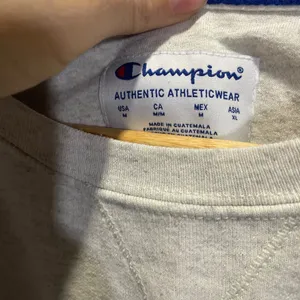 Champion Medium Gray Sweatshirt Houndstooth Logo Crew Neck Cotton Blend Pullover thumbnail 3