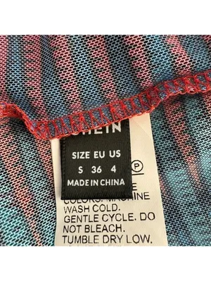 SHEIN Blue Red Sheer Halter Swim Cover-Up Dress Women's Small Geo Print thumbnail 2
