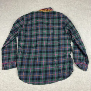 Lauren Ralph Lauren Pajama Top Womens M Green Plaid Flannel Button Up Sleepwear thumbnail 7
