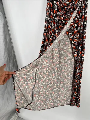 Free‎ People Daria Maxi Dress in Black Orange White High Slit Wrap S NWT thumbnail 6