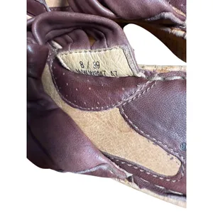 BORN Women's Brown Leather Knotted‎ Wedge Mules Sandals Size 8 39 Cork thumbnail 3