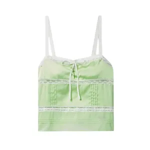 LoveShackFancy Sunny Lace Trimmed Pintucked Camisole light green thumbnail 2