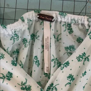 Free People Floral Deep V-Neck Blouse - White and green thumbnail 5