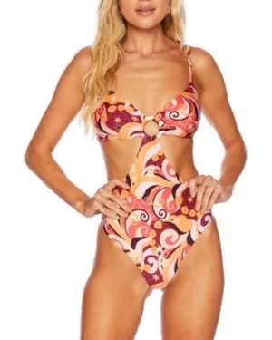 NWT Beach Riot Kirsten One-Piece Swimsuit in Pink Multi Size‎ Small thumbnail 1