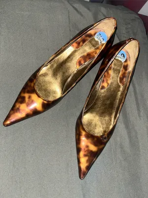 Nine West tortoise shell print patent leather pointed heels thumbnail 1