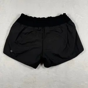 Lululemon Tracker Short V Black Athletic Running Shorts Size 6 Smocked‎ Waist thumbnail 9