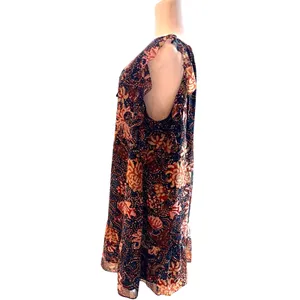 Madewell Boho Floral Ruffle Navy Dress Size XL thumbnail 7