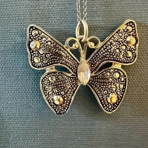 Silver tone Butterfly pendant necklace thumbnail 5