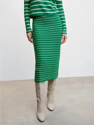 Green Striped Maxi Skirt thumbnail 4