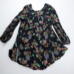 Free People Just The Two Of Us‎ Floral Crochet Tunic Top S Whimsy Fairy Ren Fair thumbnail 4