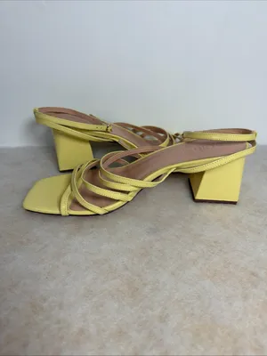 J.CREW Women's Layne Yellow Strappy-Sandal Leather Heels Size 10 thumbnail 10