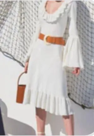 STAUD Elrow White Knit Dress thumbnail 3