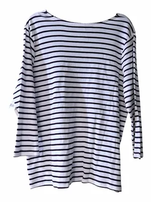 Hasting & Smith NWT Dark Purple Striped Floral 3/4 Sleeve Cotton Blend Top XL thumbnail 4