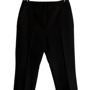 Zara Slim Straight Mid Rise Ankle Cropped Trouser Flat Front Pockets M Black thumbnail 2