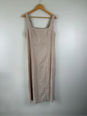Old Navy Sleeveless Flax Linen-Blend Midi Dress Women's Size Large Tan/Beige thumbnail 2