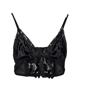 Victoria's Secret Unlined Floral Embroidered Longline Bralette Black Size M NWT thumbnail 4