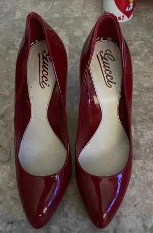 Gucci Classic Pumps High Stiletto Heels Patent Leather Dark Red EU38 B US 8B thumbnail 1