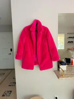 Majorelle Amora hot pink fuschia faux fur oversized coat S thumbnail 16