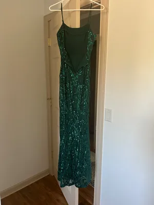 Crystal Doll Teal Spaghetti-Strap Dress with Sequin Trim thumbnail 3