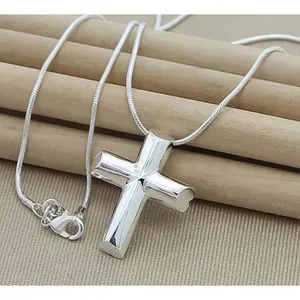 925 Sterling Silver Cross‎ Pendant Necklace, 16-18” thumbnail 13