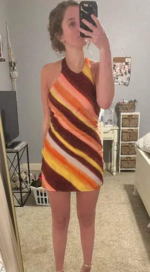 Odyssey Mini Dress - Peach Stripe Runaway the Label thumbnail 1