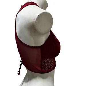 Victoria's Secret Red Lace High Neck Bralette S Floral Lace Adjustable Back thumbnail 6