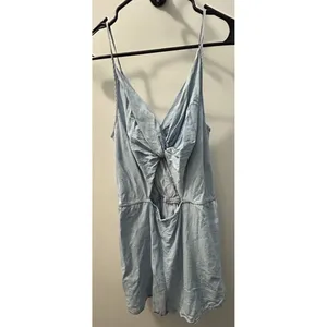 Chambray Romper One Piece Open Back Sleeveless Boho Coastal Resort Size Medium thumbnail 4