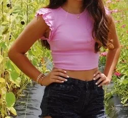 ZARA pink flare top thumbnail 1