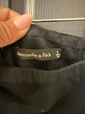 Abercrombie Black Linen Midi Dress L thumbnail 3