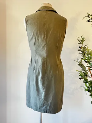 Newport News Y2K Sleeveless Utility Shirt Dress - Olive Green thumbnail 3