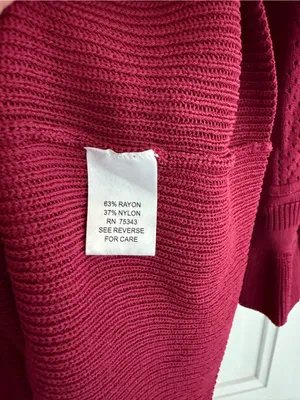 Torn by Ronny Kobo Burgundy Pointelle‎ Knit Peplum Top Small thumbnail 3