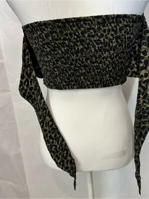 Hollister Tile-Print Strapless Pointed-Hem Crop Top thumbnail 6