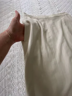 Time and Tru Linen Blend Beige Midi Skirt with Front Slit thumbnail 12