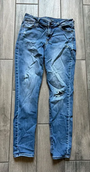 Old Navy Blue Distressed Skinny Jeans thumbnail 1