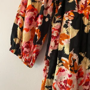 Anthropologie Black Pink Floral Blossom Maxi Dress Puff Sleeve Women's size XS thumbnail 4