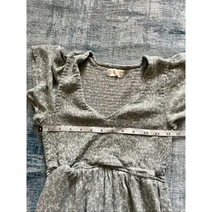 Altar'd State Sage Gray Green Ivory Floral Ruffle Sleeve Mini Dress S thumbnail 6