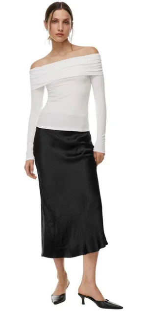 Babaton Aritzia Streamline Top Drapey Jersey Off the Shoulder Women XL White NWT thumbnail 1