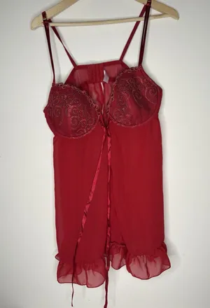 Cacique Plus Size 18/20 Chemise Babydoll Slip Dress Top Red Underwired Nighty thumbnail 1