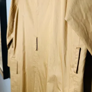 NWT Top Shop Tan Black Button Front Pockets Long Trench Coat Lightweight Size 2 thumbnail 4