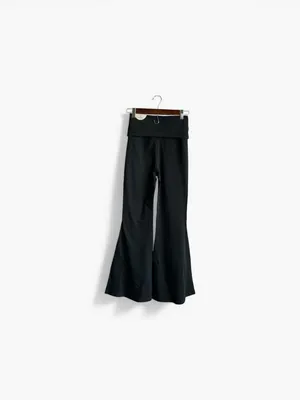 aerie Black‎ Flare Yoga Pants with Foldover High Waist thumbnail 3