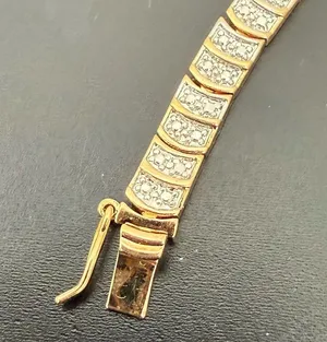 Vintage Signed M Gold-tone Diamond Illusion NO Stone 8 1/2” Tennis Bracelet 13g. thumbnail 8