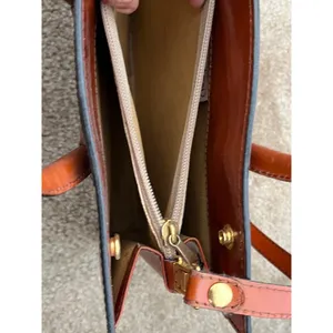 Pratesi Firenze Italian cognac Leather square Satchel Brown cross body bag thumbnail 9
