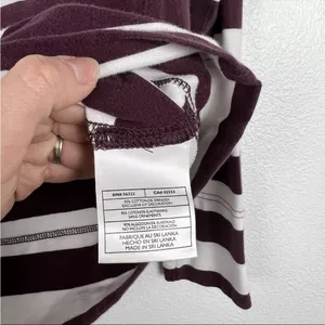 Nike Womens Striped Long Sleeve‎ Tee Maroon White Sz M thumbnail 5