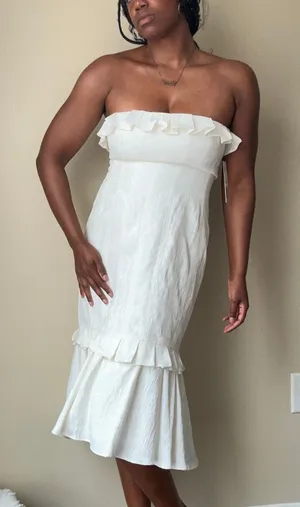 Antonio Melani White Sofia Strapless Midi Dress Size 8 thumbnail 1