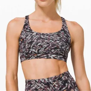 Lululemon Energy Bra Kaleidoscopic Pink Multi Medium Support 12 Black Gray‎ thumbnail 1