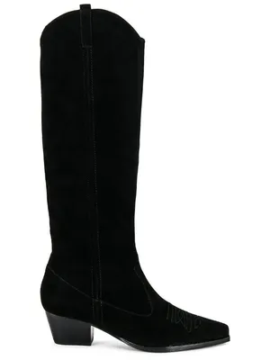 Raye Castiel Suede Cowboy Boots Black Womens Size 8 thumbnail 2