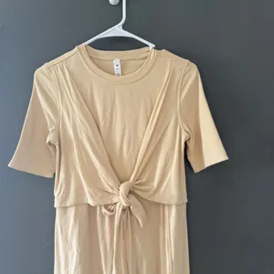 Lululemon Tie‎ Front Short Sleeve Pima Cotton Mini Dress Butter Yellow 2 Preppy thumbnail 2